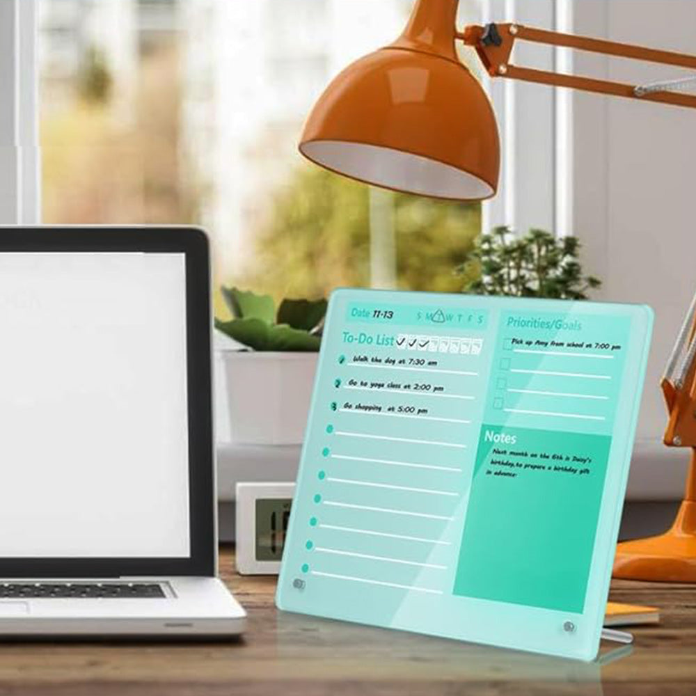 Thick Acrylic Dry Erase Board for Desk Planner with Stand