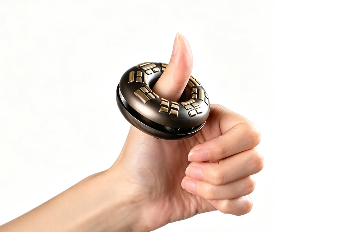 Vintage Brass Meditation Hand Bell Rotating Stress Relief Fidget Spinner Ring Hand Toy for Aldults