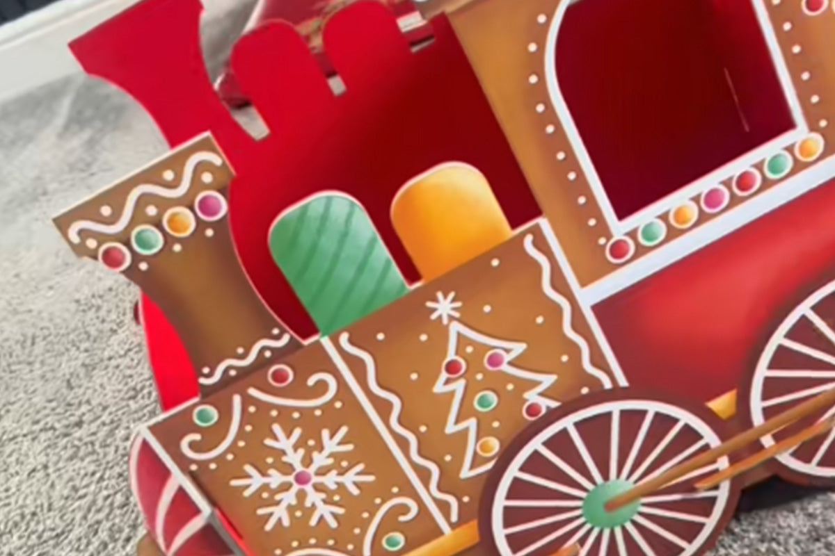 Santa Gift Train Christmas Cardboard Gift Box Present Holder Home Decoration