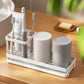 Toothbrush Holder 4 Slots Metal Tooth Brushing Organizer with Drainage
