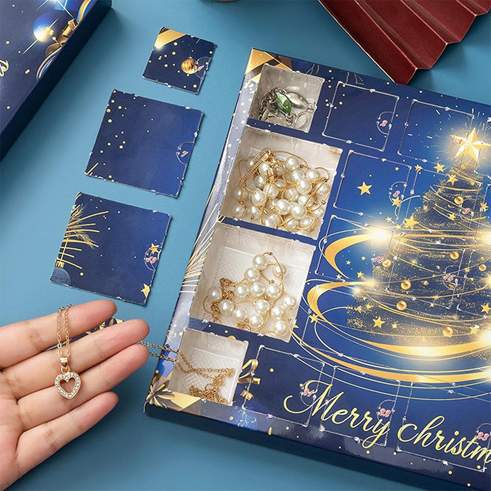 Christmas Jewelry Advent Calendar 24 Days Necklace Bracelet Earrings Countdown Calendar