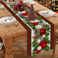 Linen Christmas Table Runner Long Farmhouse Holiday Home Kitchen Table Decorations