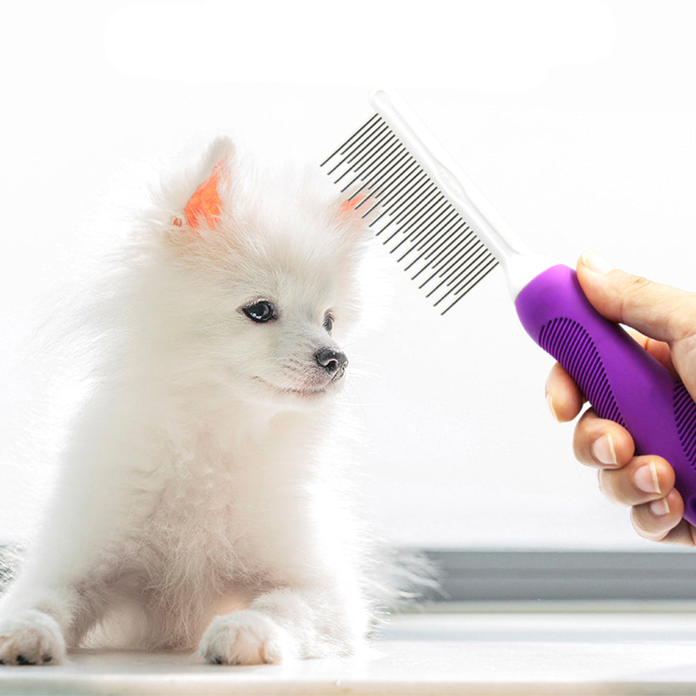 2Pcs Detangling Pet Comb with Long and Short Stainless Steel Teeth