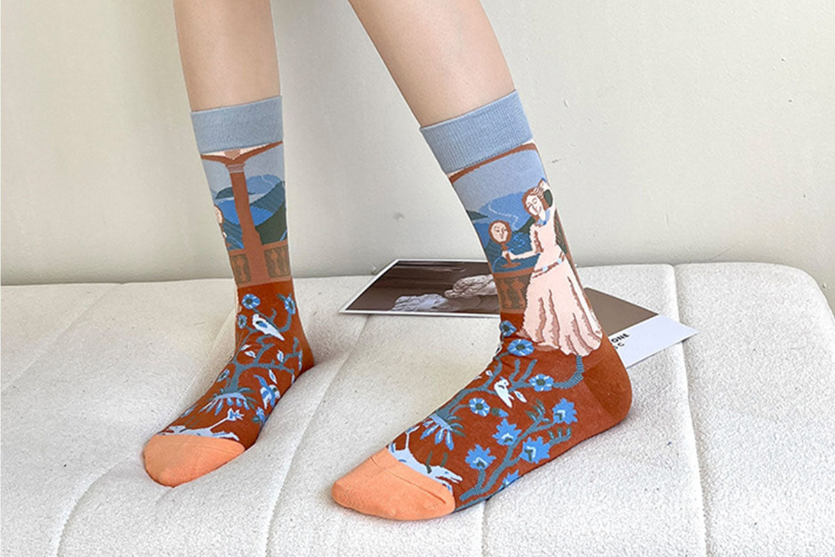 4 Pairs Women Novelty Crew Socks