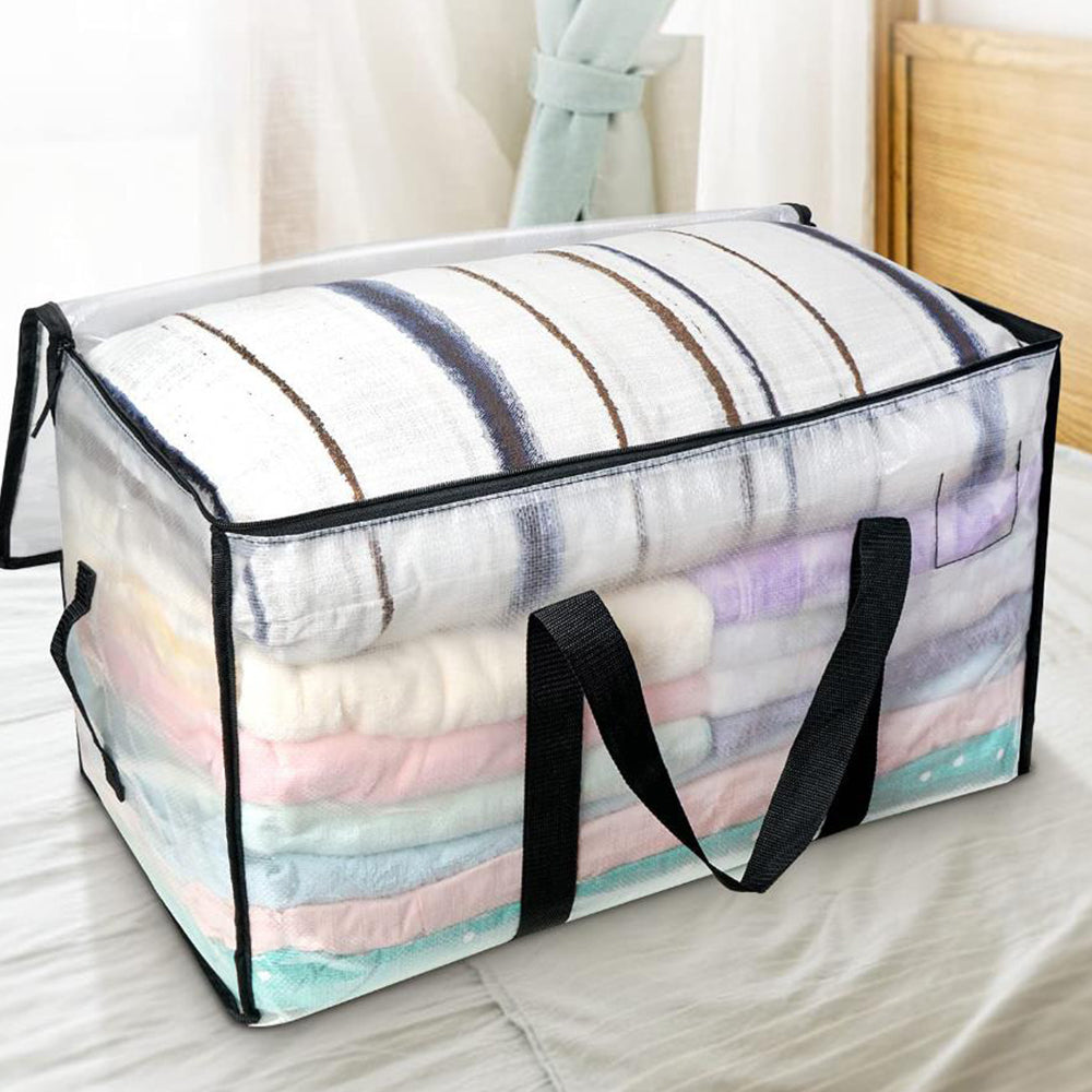 8Pcs 69x35x38CM Oversized Moving Bag with Reinforced Handles Transparent Heavy-Duty Storage Tote