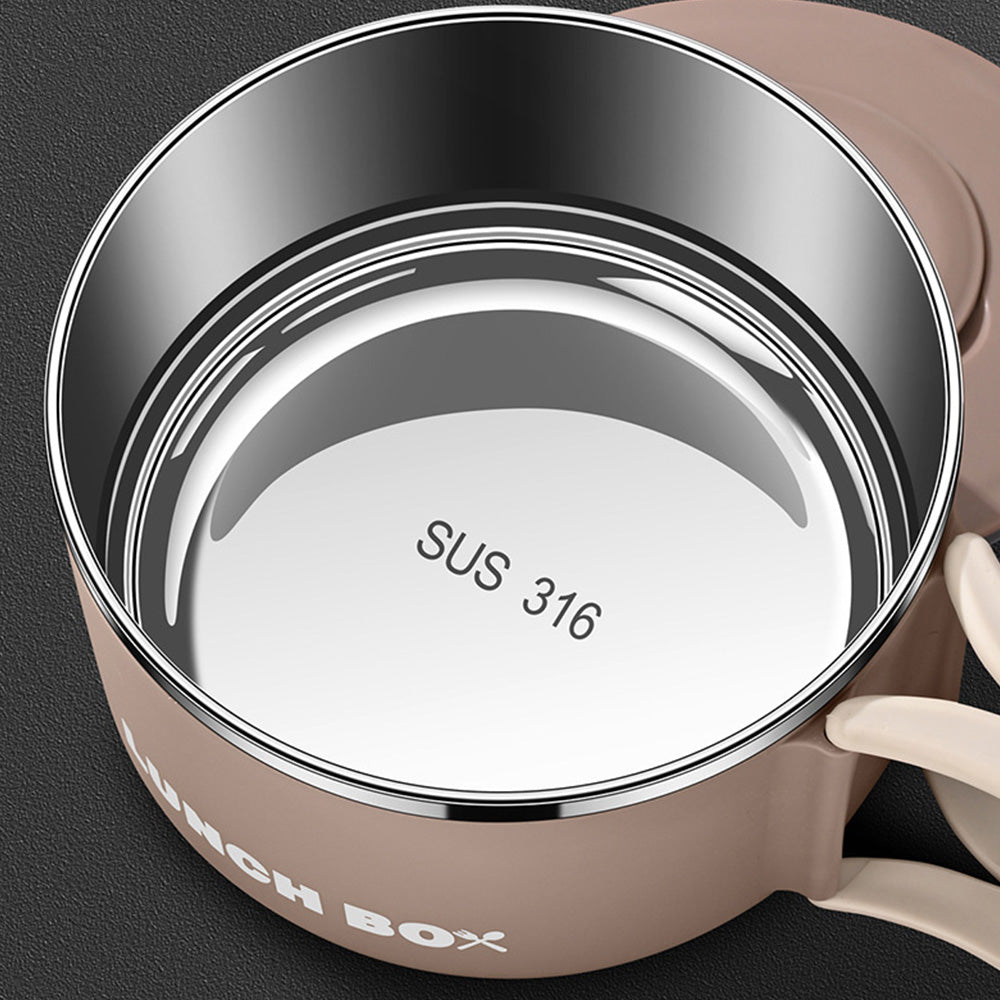 1200ML Large Ramen Bow with Lid Spoon Storage Bag Stainless Steel Food Container for Microwave