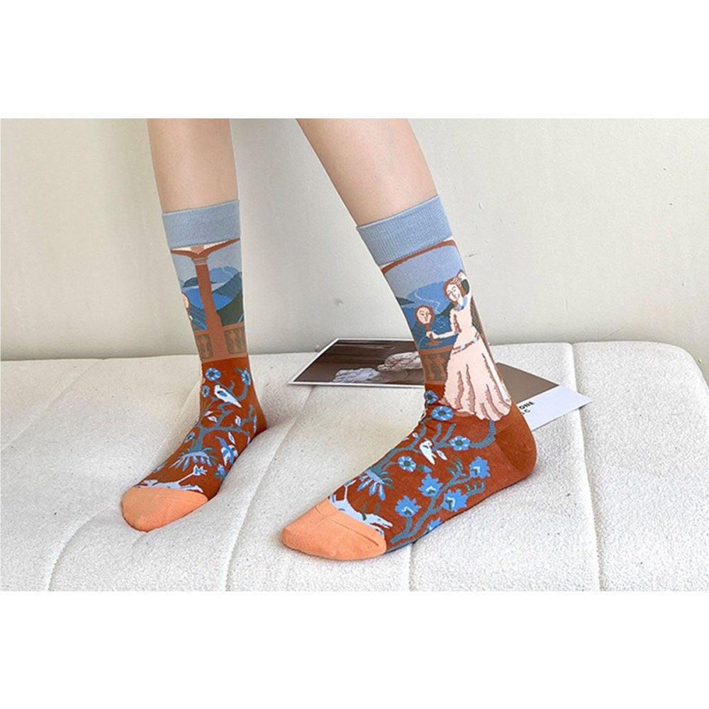 4 Pairs Women Novelty Crew Socks