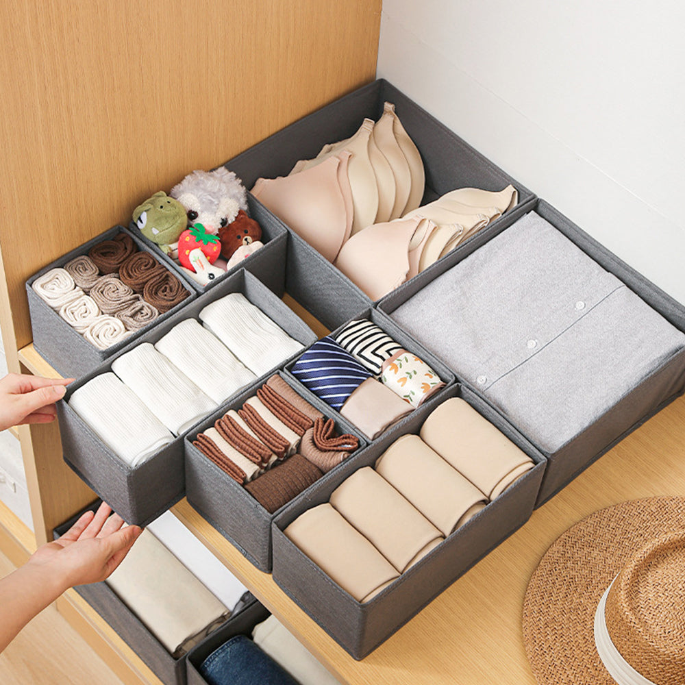 3Pcs Foldable Drawer Organizer Sock Underwear Storage Box with Zipper