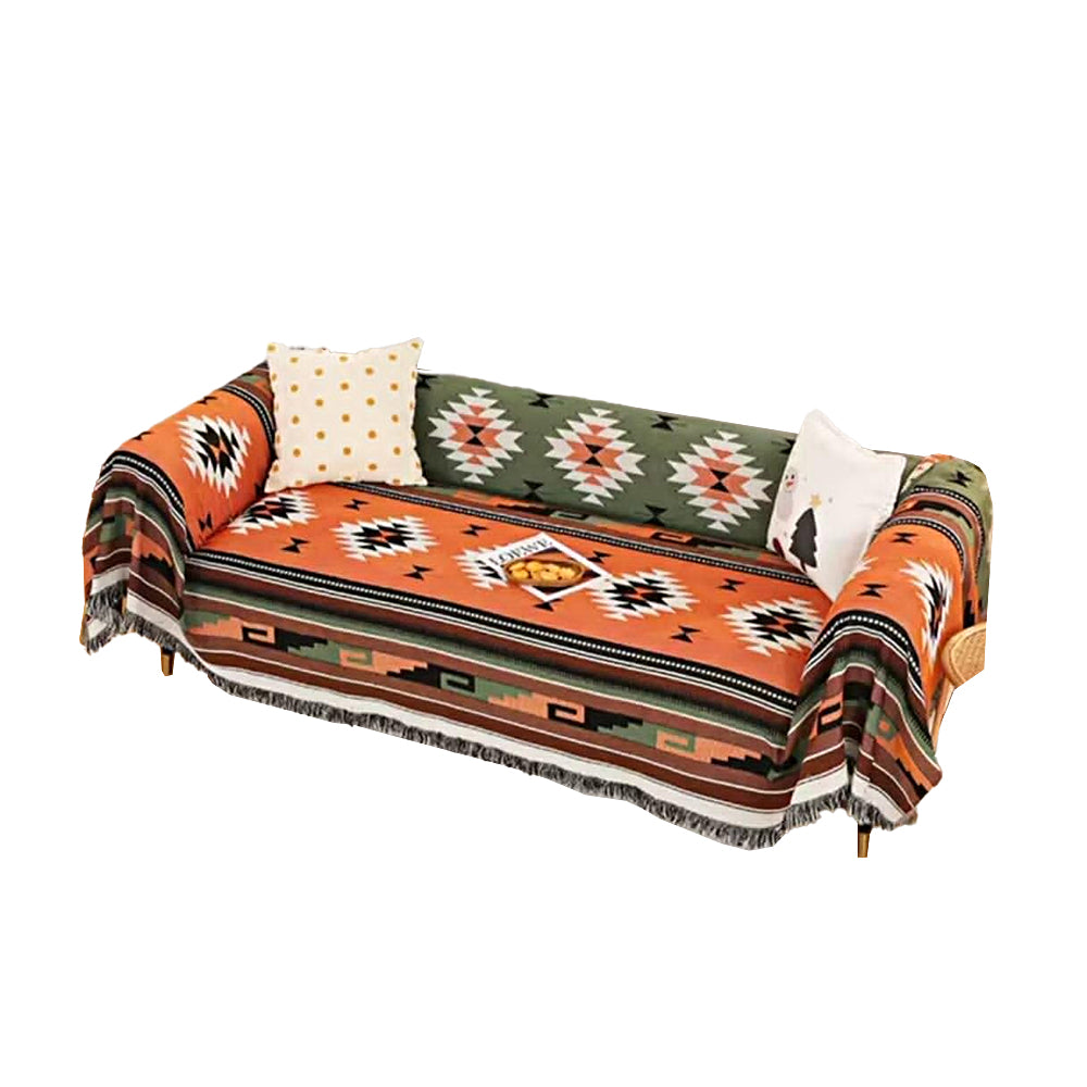 130x160cm Aztec Throw Blanket Bohemian Sofa Throw Blanket with Tassels