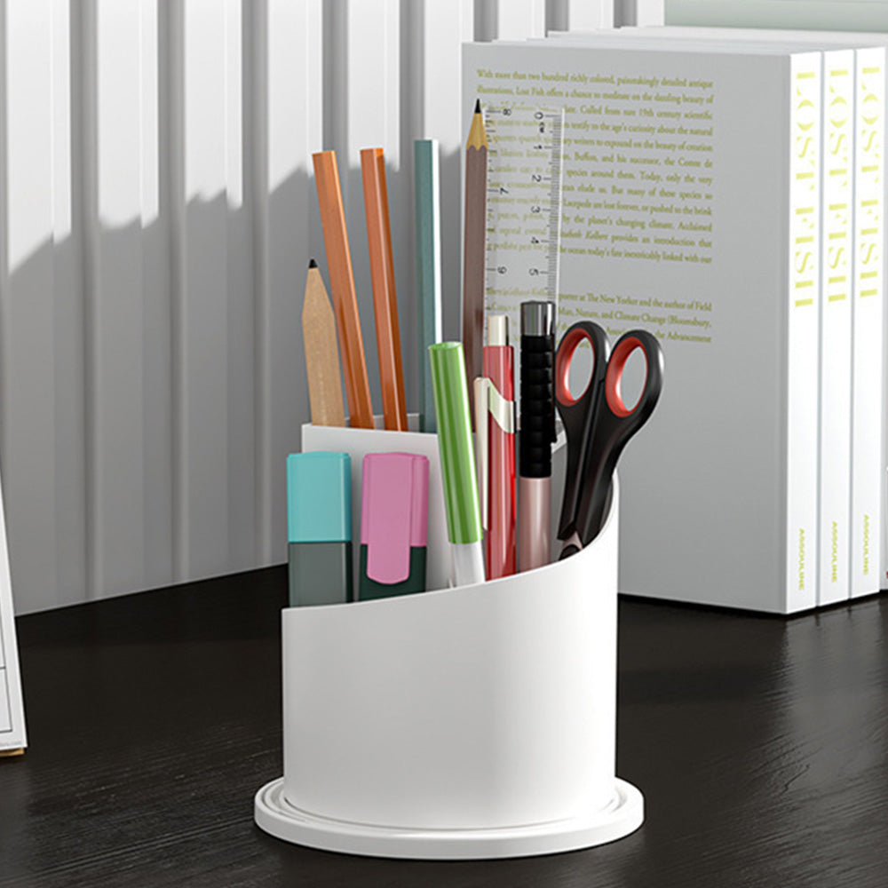 Sliding Lid Organizer 180 Degree Rotating Toothbrush Holder for Bathroom Counter