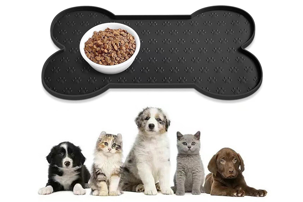 Dog Food Mats for Floors Waterproof Silicone Dog Bowl Mat with Raised Edge