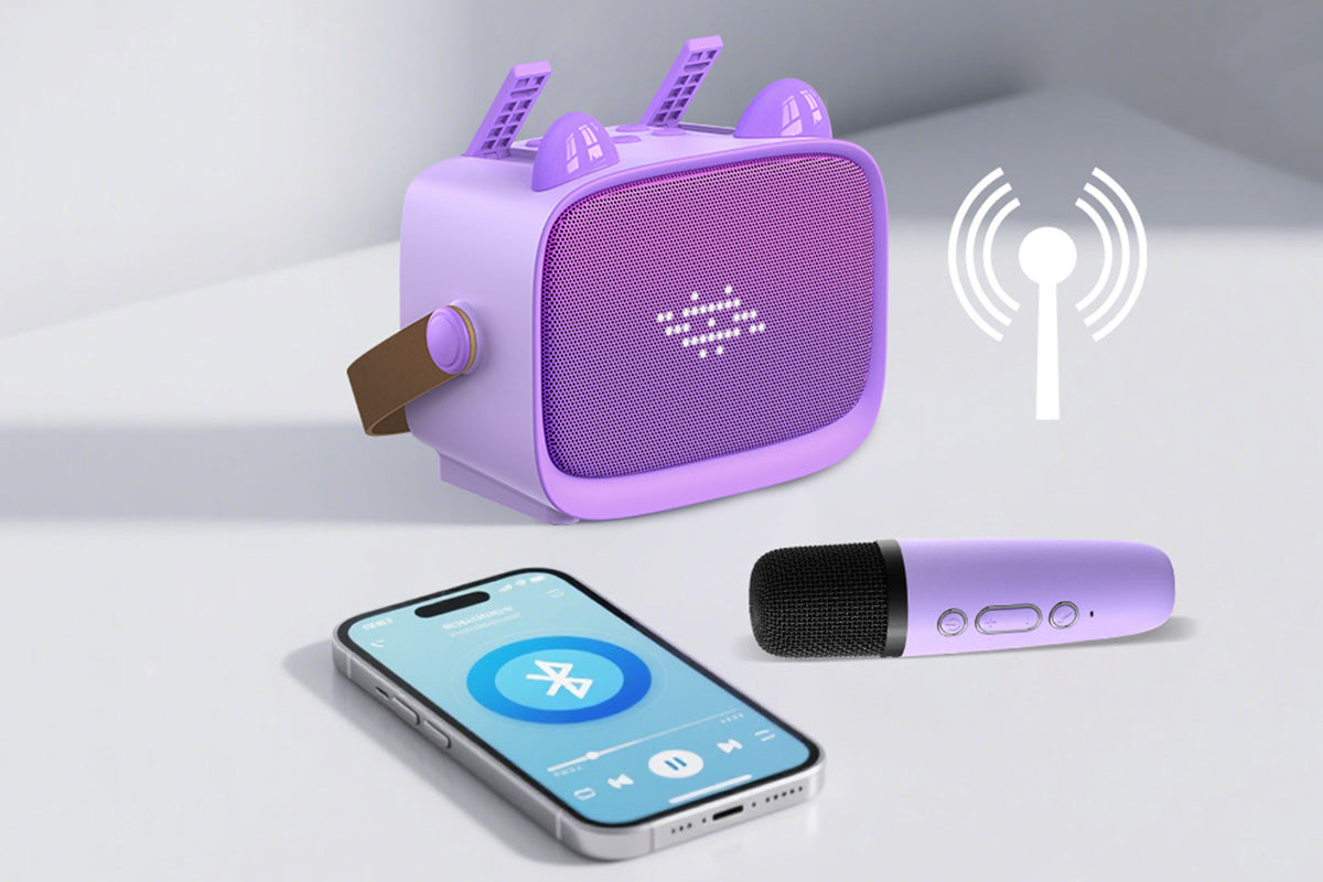 Mini Karaoke Machine Toys Gifts Portable MP3 Player with 2 Wireless Microphone