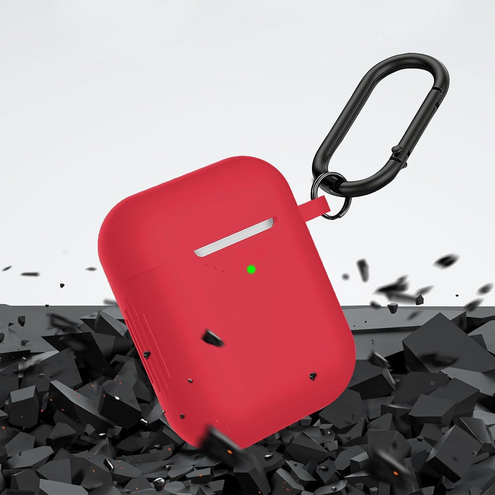 Silicone Case Cover Compatible with AirPods 2nd and 1st Generation with Cleaner kit  and Keychain