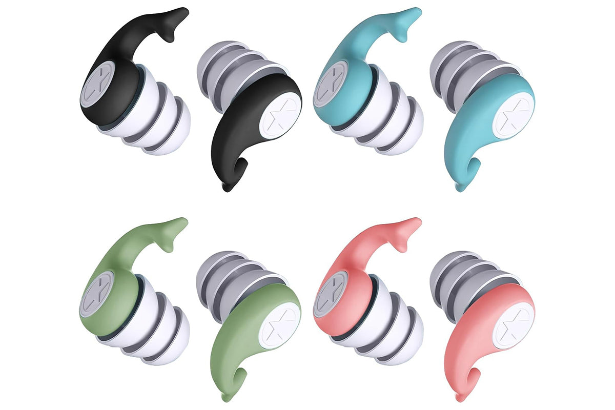 4 Pairs Reusable Sleep Earplugs 3 Layer Noise Reduction Silicone Ear Plugs with Storage Cases