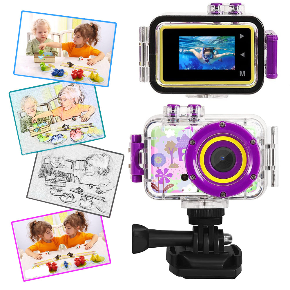 Kids Waterproof Camera Toys Outdoor Sports Camera with 32GB Memory Card