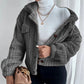 Women Winter Long Sleeve Fleece Jacket Cropped Coats Outerwear