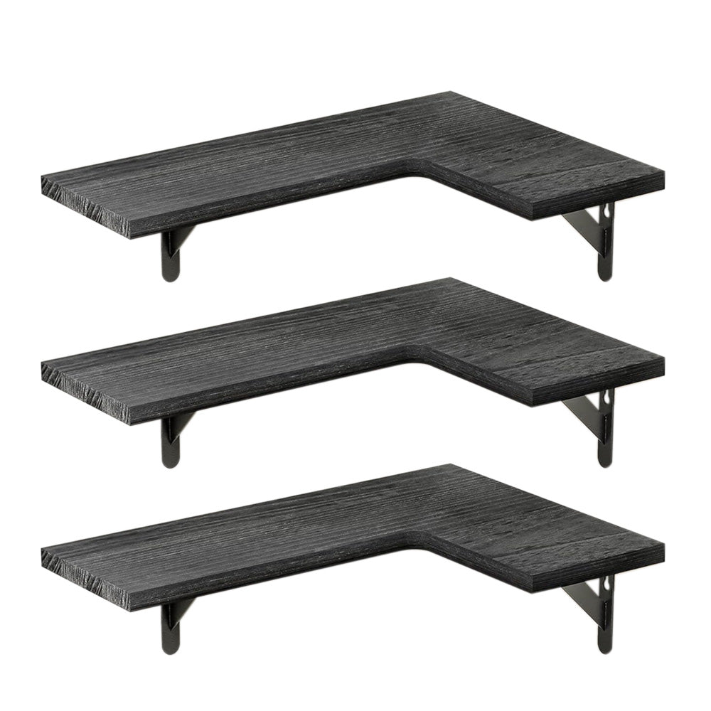 Corner Floating Shelves Set of 3 Wall Mounted Rustic Wood Storage Display Shelves