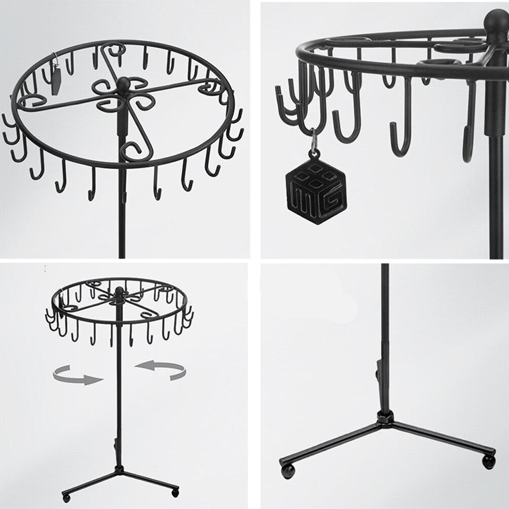 Jewelry Rotating Ring Necklace Display Rack with 23 Hooks