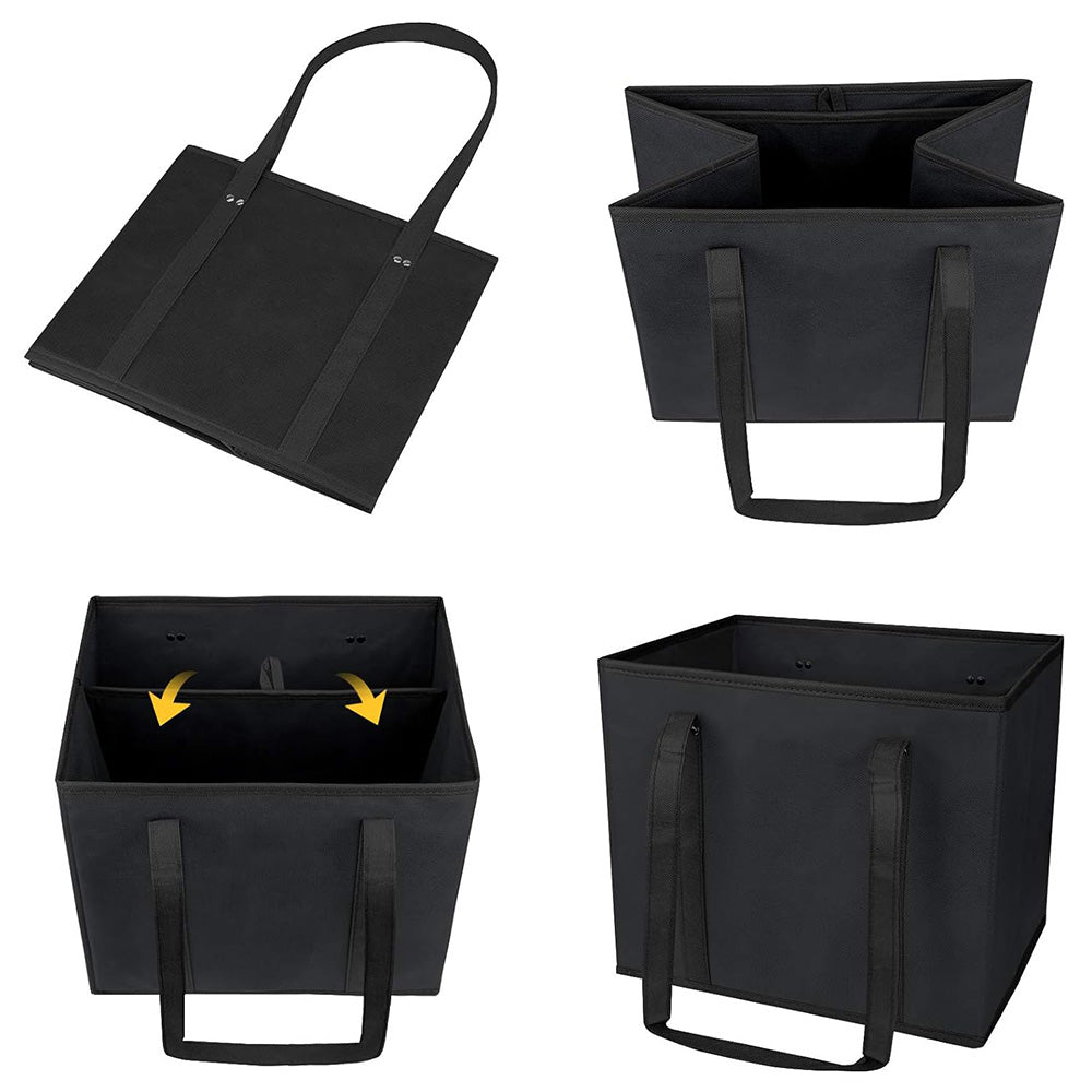 Reusable Shopping Bags 33x26x28cm Foldable Grocery Bags with Long Handles