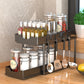 2 Tier Bathroom Cabinet Shelf Organizer Double Sliding Storage Rack with Hook