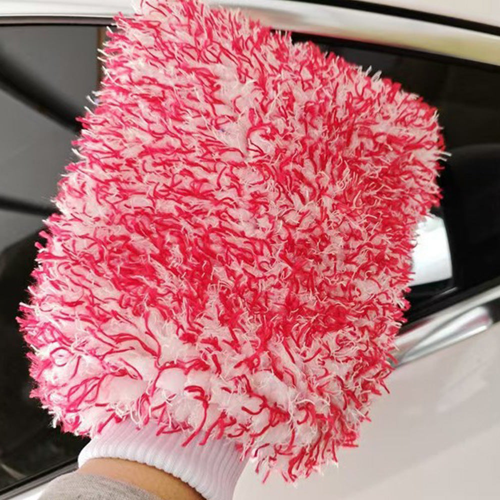 2PC Microfibre Wash Mitt Car Detailing High Density Long Pile Scratch Free Mitt with Elastic Cuff