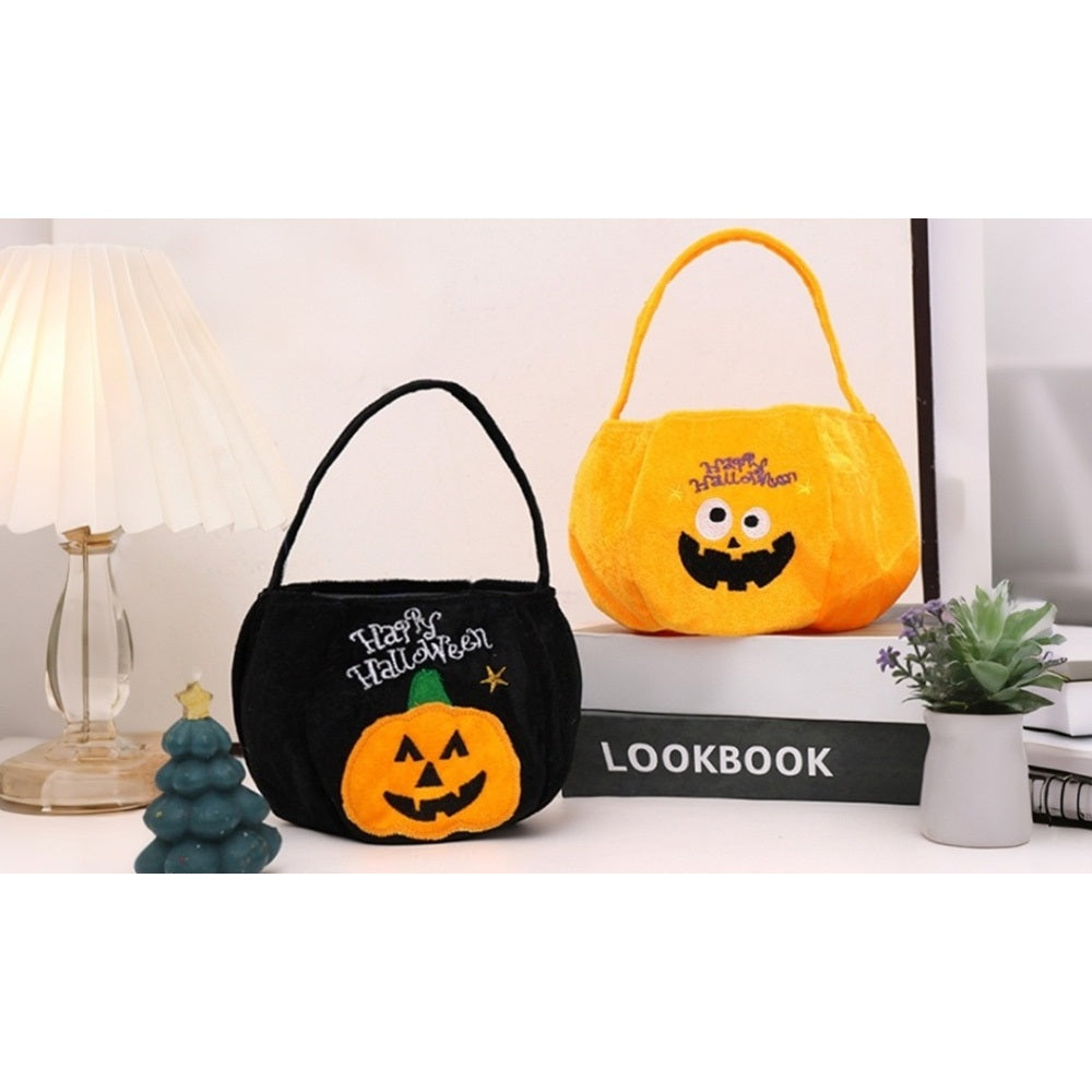 5 PCS Plush Cartoon Pumpkin Bags for Halloween Candy Toys and Gifts
