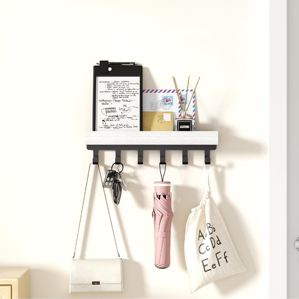 Wall Key Holder with Shelf Wooden Key Rack for Entryway Home