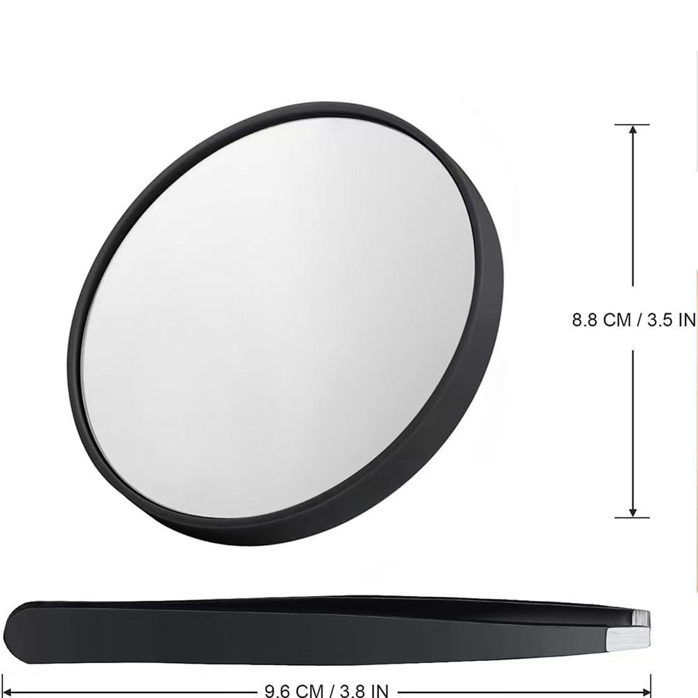 Magnifying Mirror Round Suction Cup Magnifier with Tweezers