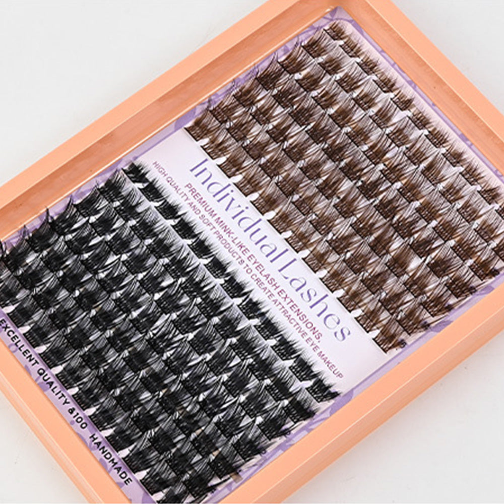Dark Brown Natural Cluster Lashes DIY Fluffy Individual Reusable for Light Hair