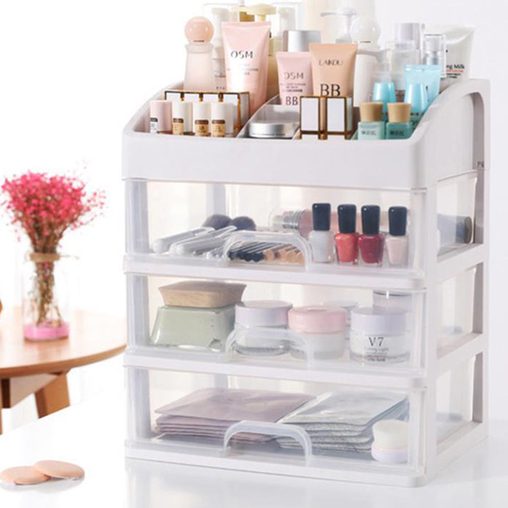 2Pcs Clear 3 Tiers Cosmetic Storage Drawers