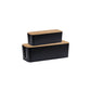 2Pcs Bamboo Lid Cable Management Storage Box for Home and Office-Black, S, M