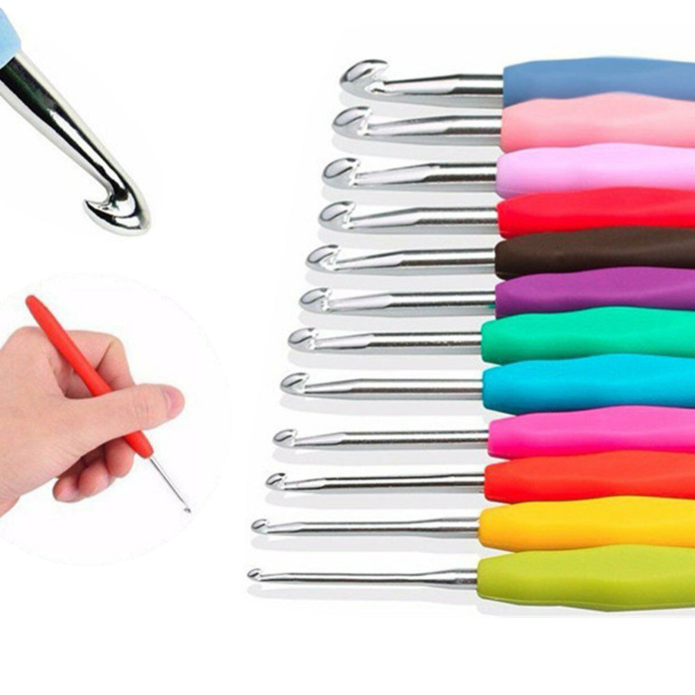 41-Piece Rainbow Crochet Hook Set - Soft Grip Aluminum Knitting Needles with Storage Case