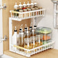Under Sink Organizer 2 Tier Pull Out Cabinet Storage Slide Out Shelf Metal Sliding Drawer