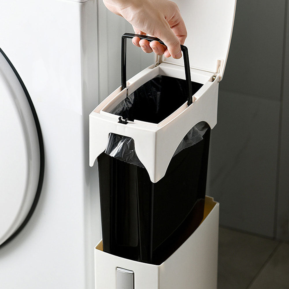 Slim Bathroom Trash Can Toilet Brush Set Waste Bin Toilet Brush Holder