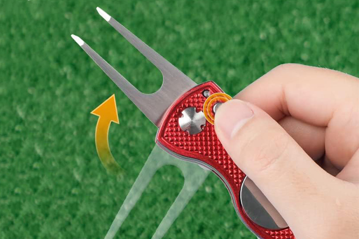 2PCS Golf Divot Repair Tool Putt Alignment Ball Marker Pop-up Fork Tine