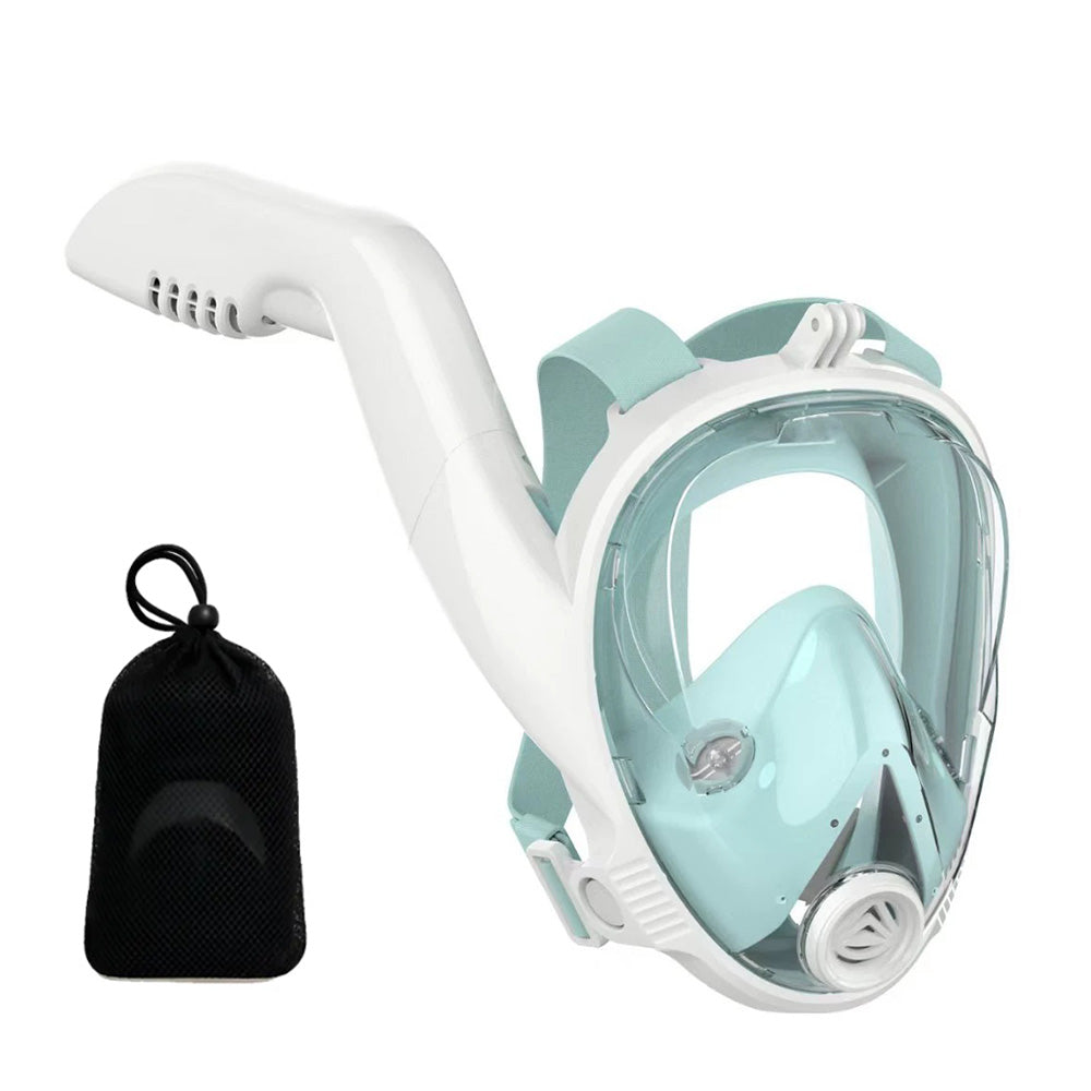Full Face Snorkel Mask Side Snorkel Mask Panoramic View Snorkeling Gear-Green