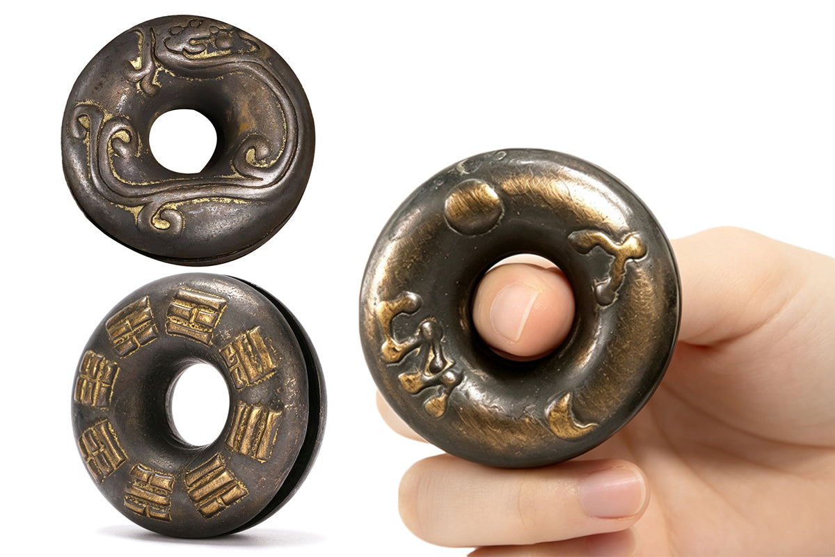 Vintage Brass Meditation Hand Bell Rotating Stress Relief Fidget Spinner Ring Hand Toy for Aldults