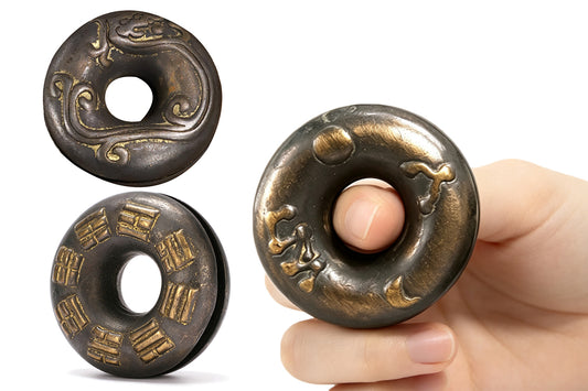 Vintage Brass Meditation Hand Bell Rotating Stress Relief Fidget Spinner Ring Hand Toy for Aldults