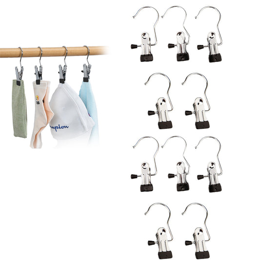 10Pcs Stainless Steel Metal Hanging Hook Clips for Closet