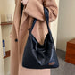 Solid Color PU Leather Shoulder Bag Large Capacity Tote Bag
