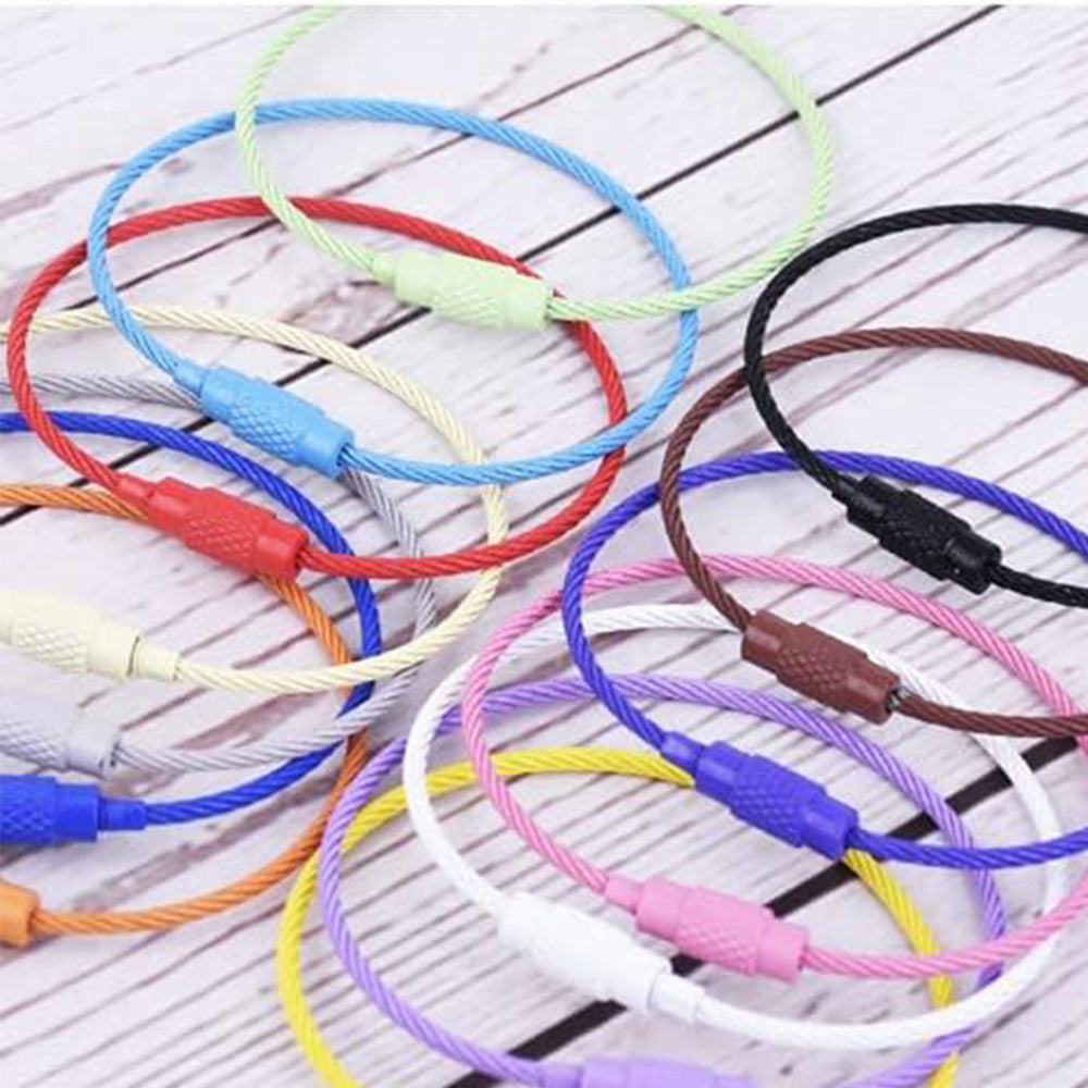 50Pcs Wire Keychain Cable Key Rings Color Stainless Steel Ropes