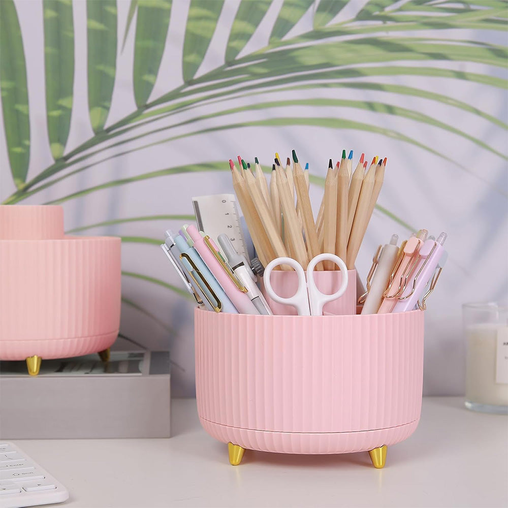 360 Degree Rotating Desk Organizer with 4 Slots For Pencil and Pen Holder