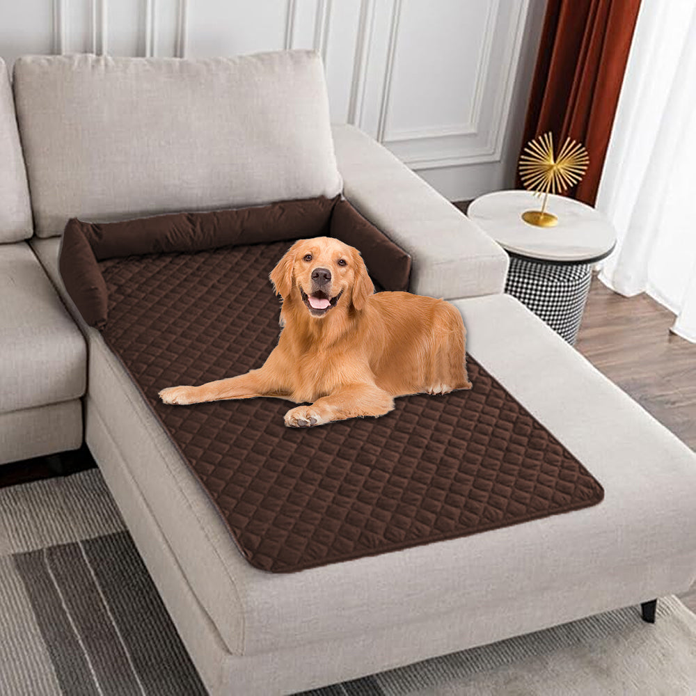 Plaid Water-resistant Sofa Pet Blanket Mat with Pillow