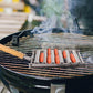 Stainless Steel Hot Dog Grill with Wooden Handle and 4 BBQ Skewers
