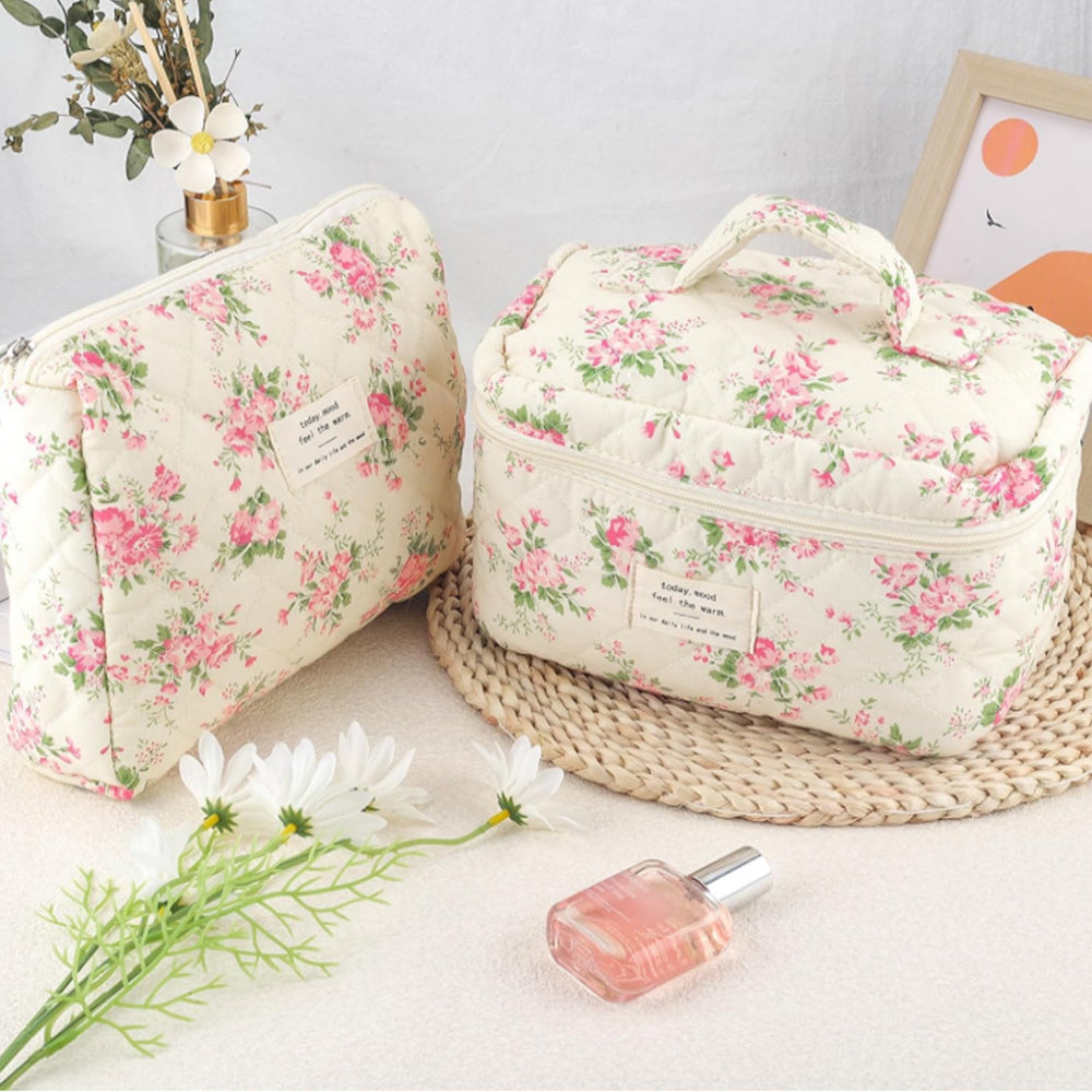 3Pcs Set Floral Cotton Cosmetic Bag