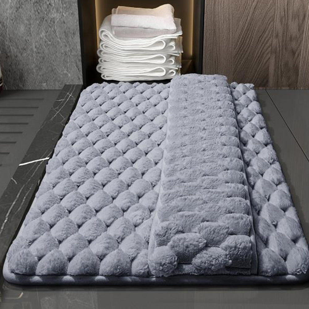 Memory Foam Bathroom Mat Wipe-Off Sole Mat Plush Absorbent Shower Mat-Gray