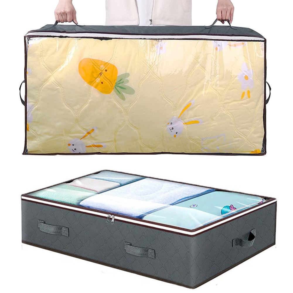 90L Under Bed Quilts and Clothing Storage Bag with Clear Window