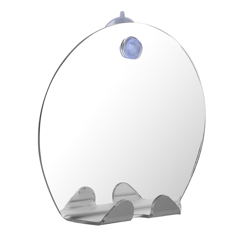 Wall Mounted Fogless Shower Mirror with Shaving Razor Toothbrush Holder-Round Type