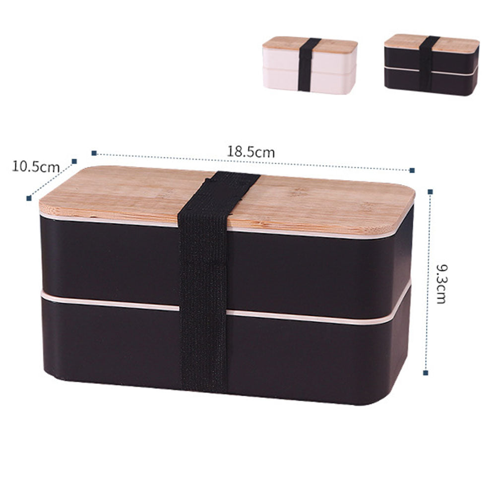Bento Box 2 Layer Stackable Leak-Proof Japanese Lunch Box with Spoon Fork