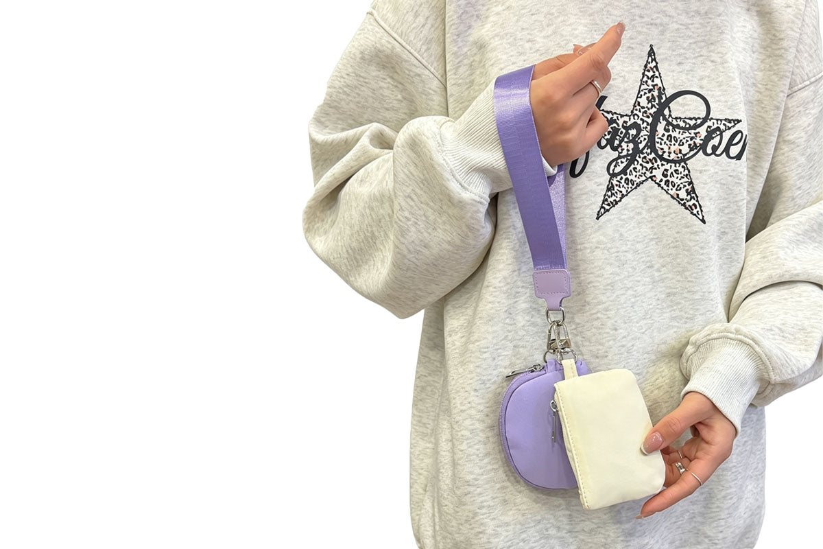 2-In-1 Dual-Pouch Wristlet Zipper Pouch Set Wallet Coin Purse Card Holder